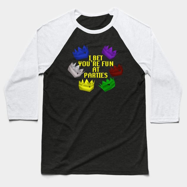 I Bet You're Fun at Parties Baseball T-Shirt by Forsakendusk